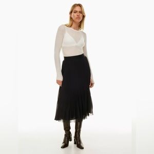 Aritzia Babaton Black Jude Pleated Midi Skirt Size XS
